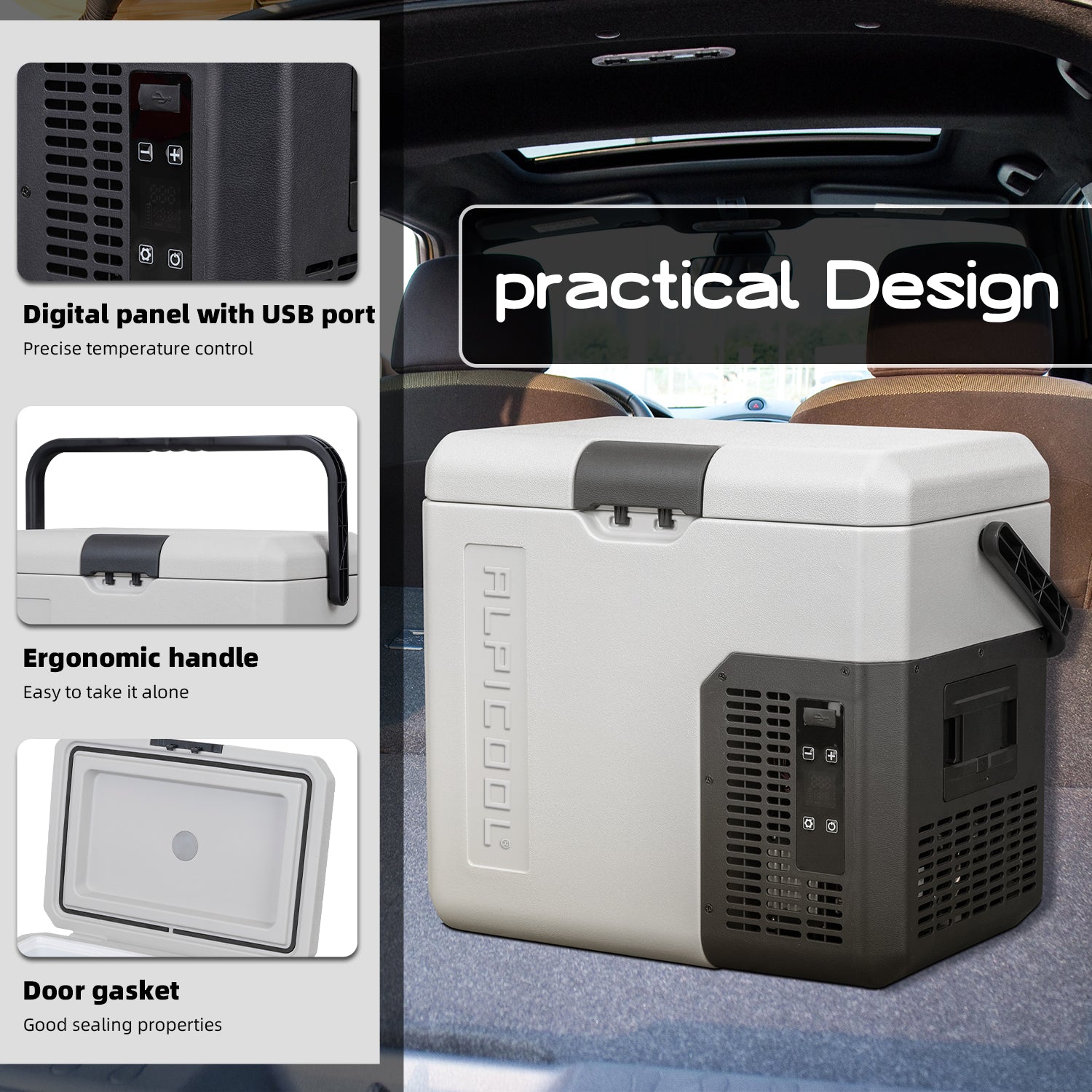 Alpicool P18 12V Portable Car Refrigerator Freezer - Compact Mini Fridge for Road Trips, Camping & Tailgating - 18 Quart Car Cooler with DC/AC Power for Vehicles, Trucks & RVs
