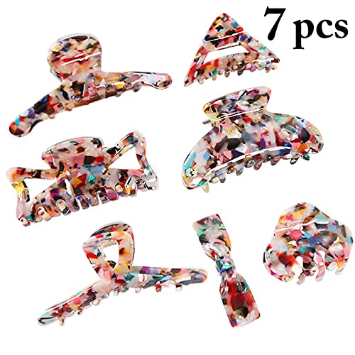 Stylish COSYOO Acetate Hair Claw Clips Set of 7 - Large Non-Slip Strong Hold Barrettes with Interlocking Teeth for Ponytails, Updos & Everyday Hairstyles | Perfect for Work, Gym & Special Occasions