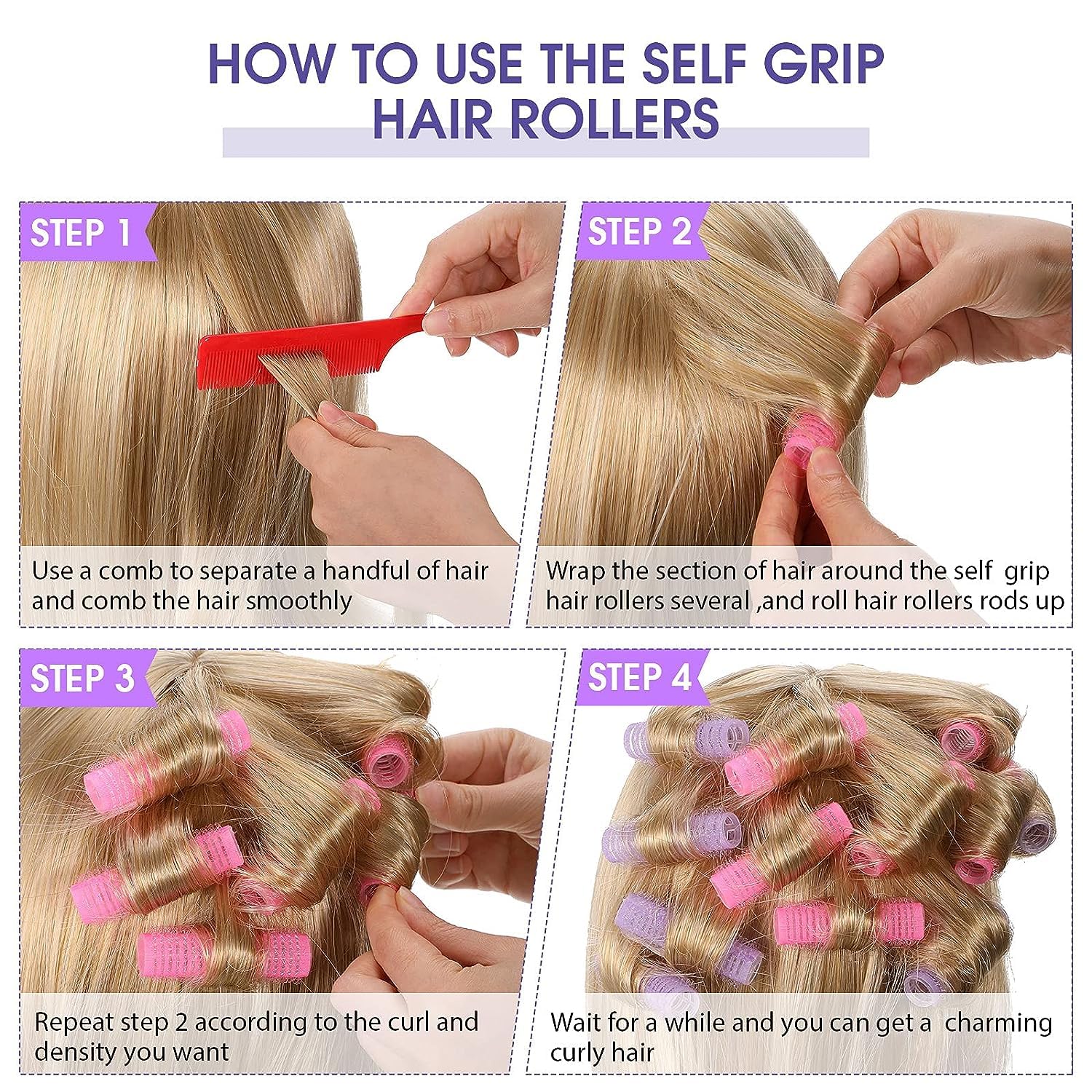 Osceola Self Grip Hair Rollers Set - 6 Pack Sticky 2cm Diameter Salon Quality Curlers for Men, Women & Kids - DIY Hair Styling Tool for Beach Waves, Party Looks & Everyday Curls
