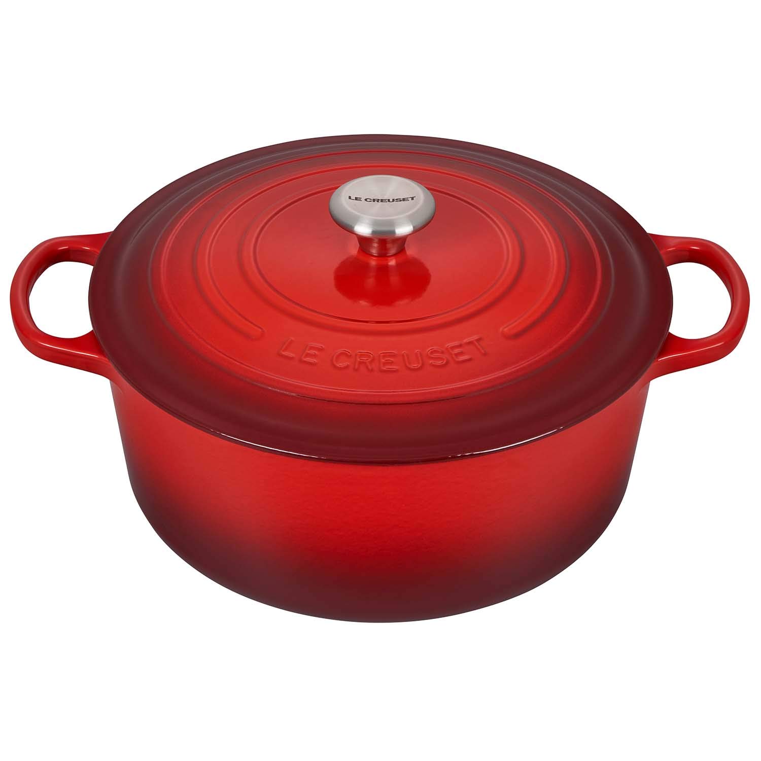 Le Creuset 9 Quart Enameled Cast Iron Dutch Oven - Signature Round Pot for Braising, Roasting & Baking | Cerise Red | Perfect for Soups, Stews & Family Dinners