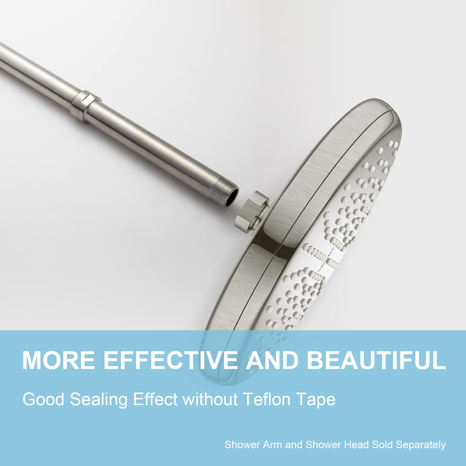 OFFO 6 Inch Shower Head Extension Arm - Brushed Nickel Shower Arm Extender Made of 304 Stainless Steel - Perfect for Adjustable Shower Height in Bathroom & Spa
