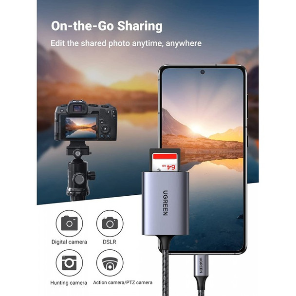 UGREEN USB 3.0 Multi-Card Reader for SD/TF/CF/MS Cards - High Speed Data Transfer for Photographers, Videographers & Content Creators (Perfect for DSLR Cameras, Drones & Gaming Consoles)