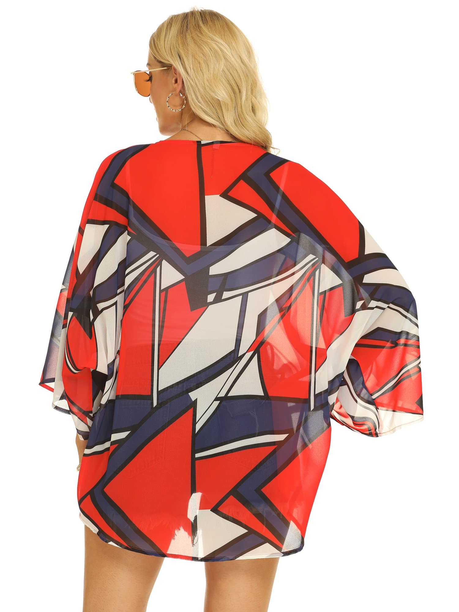 Chunoy Women's Summer Kimono Cardigan - Lightweight Chiffon Loose Beach Cover Up Tops for Vacation, Pool Party & Boho Outfit