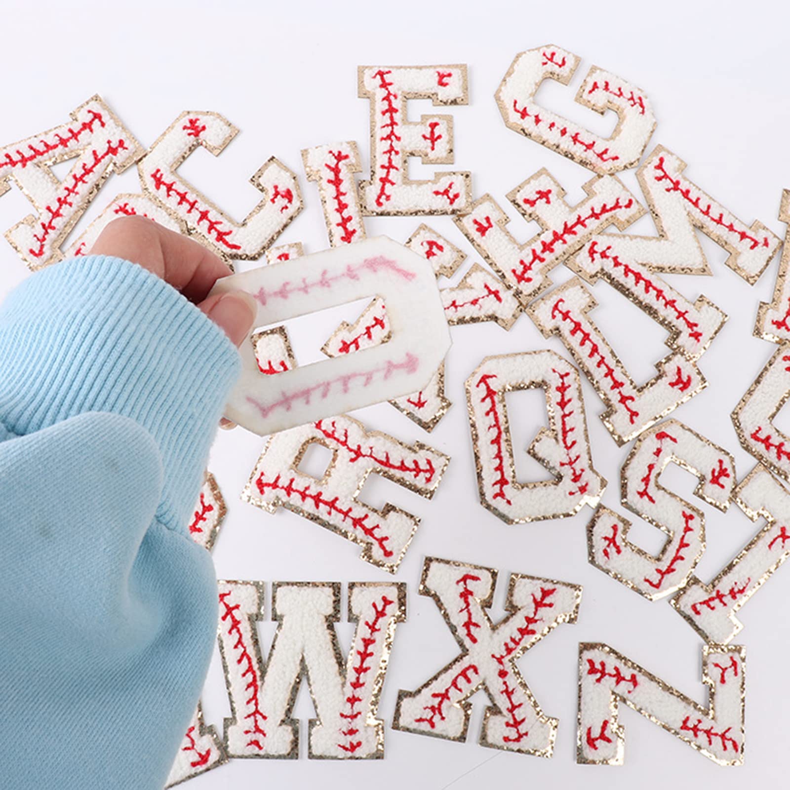 Iron on Letter Chenille Patches - 27 PCS A-Z Alphabet & Round Fuzzy Embroidered Patches for Clothing, Hats, Bags & Jeans | Gold Glitter Varsity Style Sew-On Appliques for DIY Customization & Fashion Upcycling