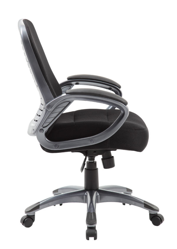 Ergonomic Boss Ribbed High Back Mesh Office Chair B6756 - Adjustable Lumbar Support & Breathable Design for Home & Office Workspaces