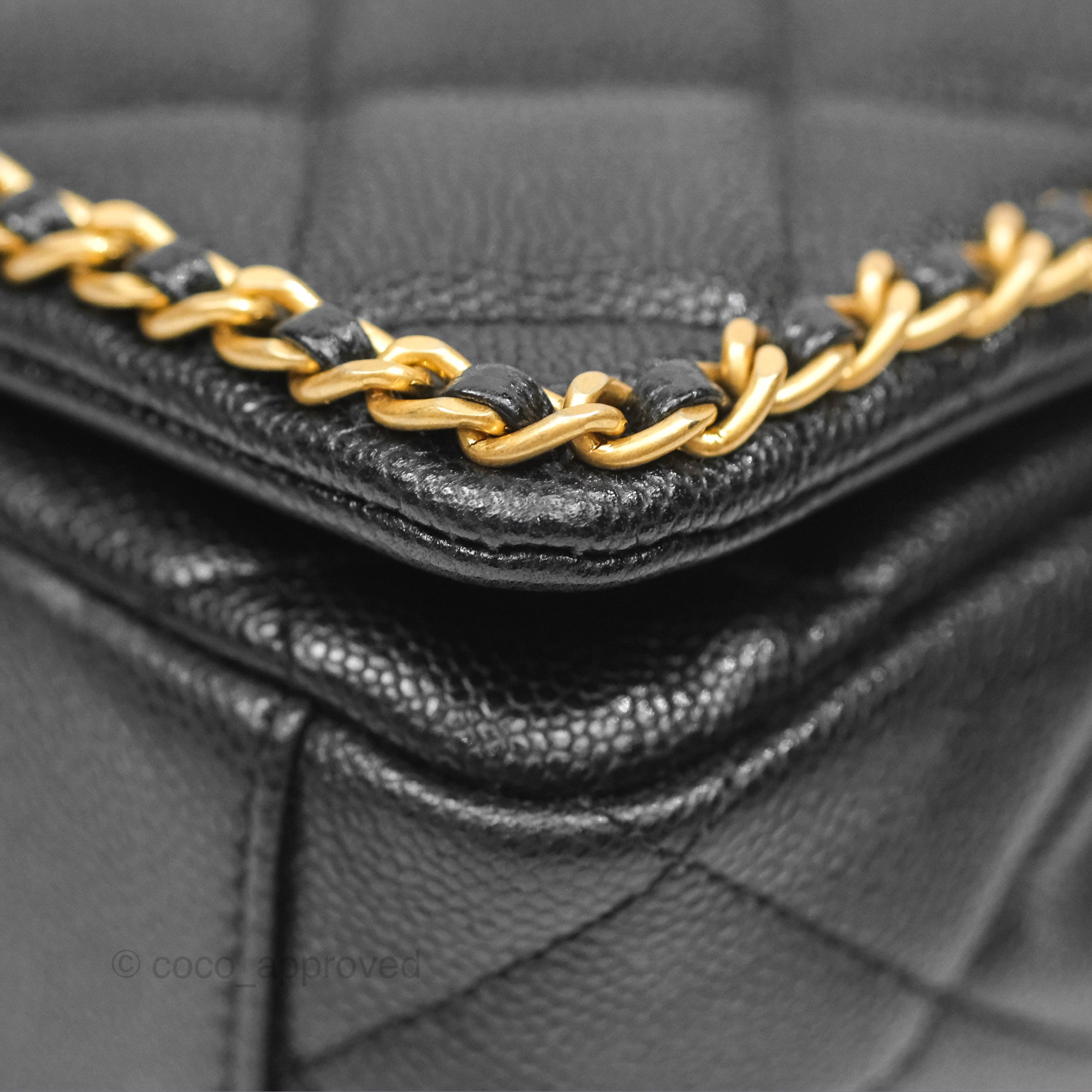 Chanel Chain Around Flap Bag Black Caviar Leather with Aged Gold Hardware - Luxury Crossbody Bag for Women, Perfect for Evening Parties & Special Occasions