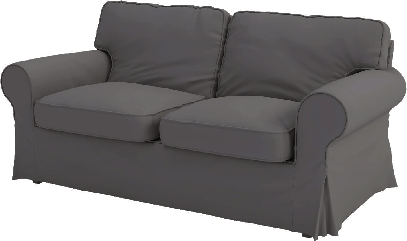 Custom Made Polyester Flax Ektorp Loveseat Sofa Cover Slipcover - Compatible with IKEA Ektorp Sofa, Durable Deep Gray Fabric Replacement | Perfect for Living Room, Home Decor & Furniture Protection
