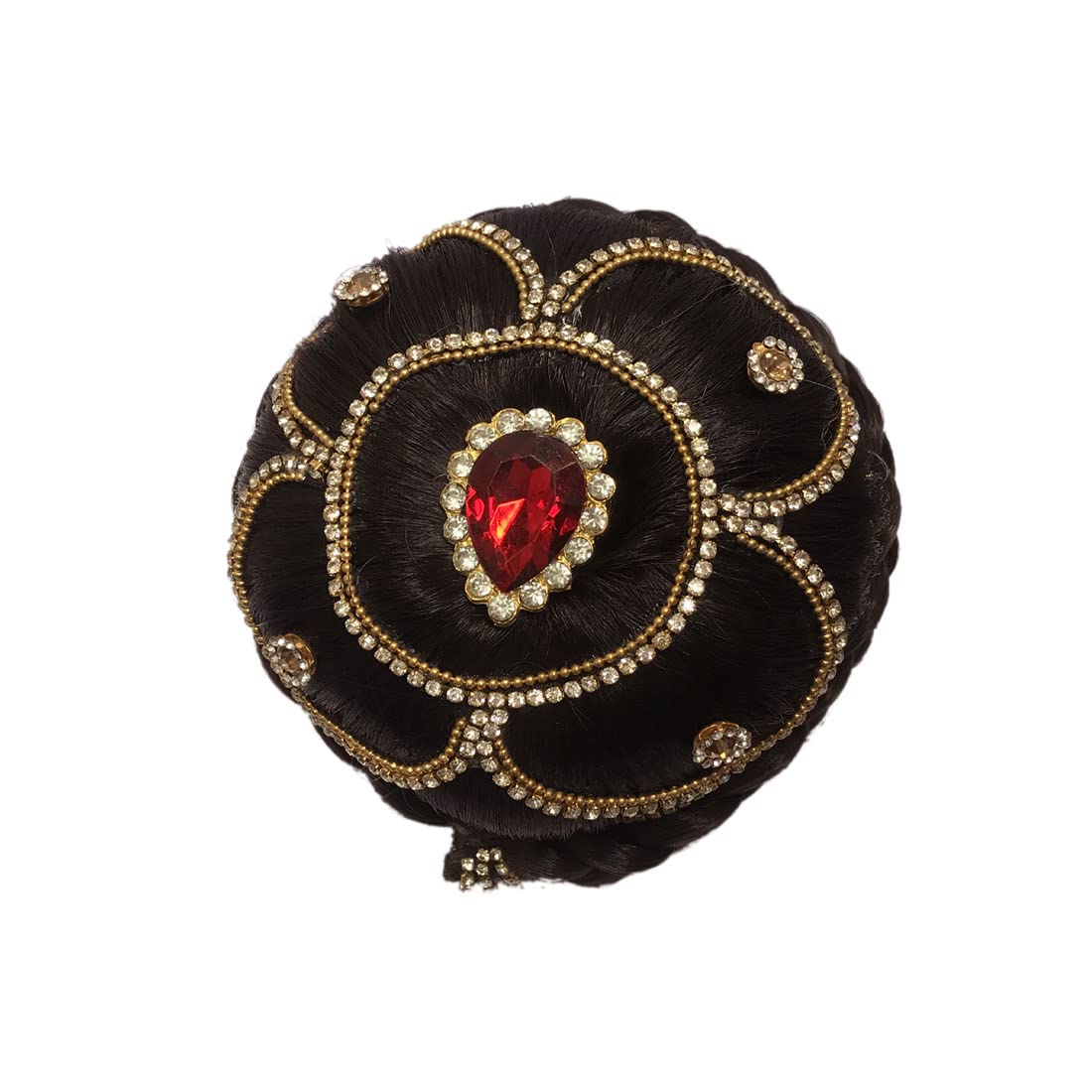 GadinFashion Stone Design Juda Bun Extension - Brown Hair Accessories for Women & Girls | Perfect for Weddings, Parties & Daily Styling