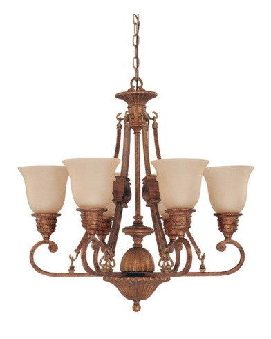 Nuvo Lighting 60 1602 Belvedere Collection 6-Light Chandelier in Crackled Bullion Finish - Elegant Dining Room & Entryway Lighting Fixture for Home Decor