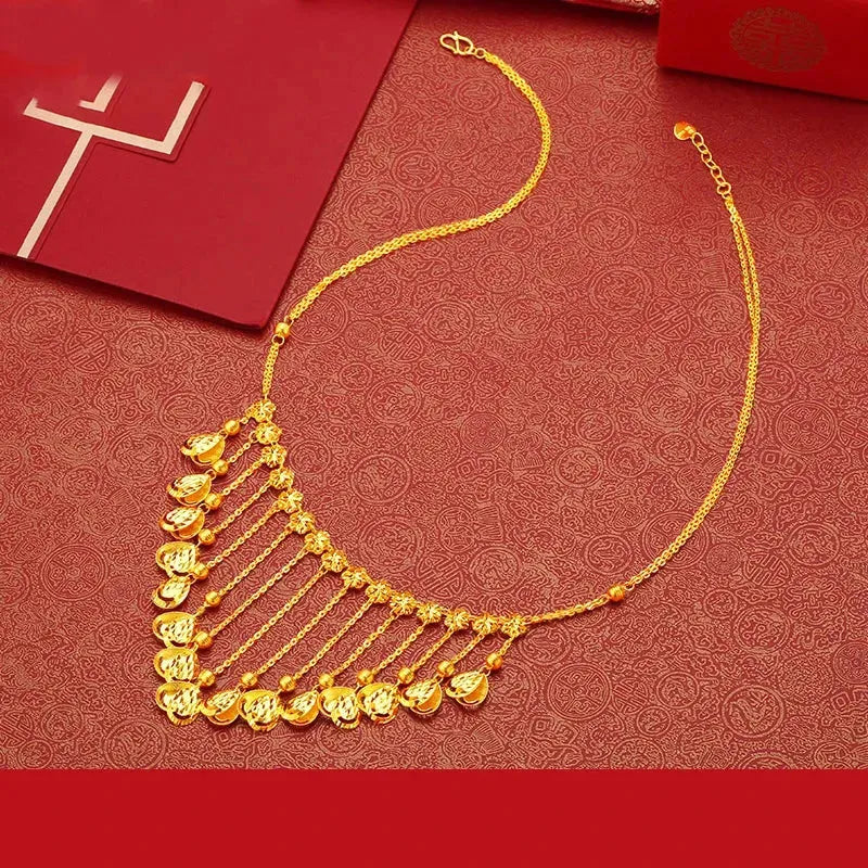 24K Pure Gold Necklace Real AU 999 Solid Gold Chain - Classic & Trendy Fine Jewelry for Women - Perfect for Parties, Weddings & Special Occasions - Hot New 2023 Collection
