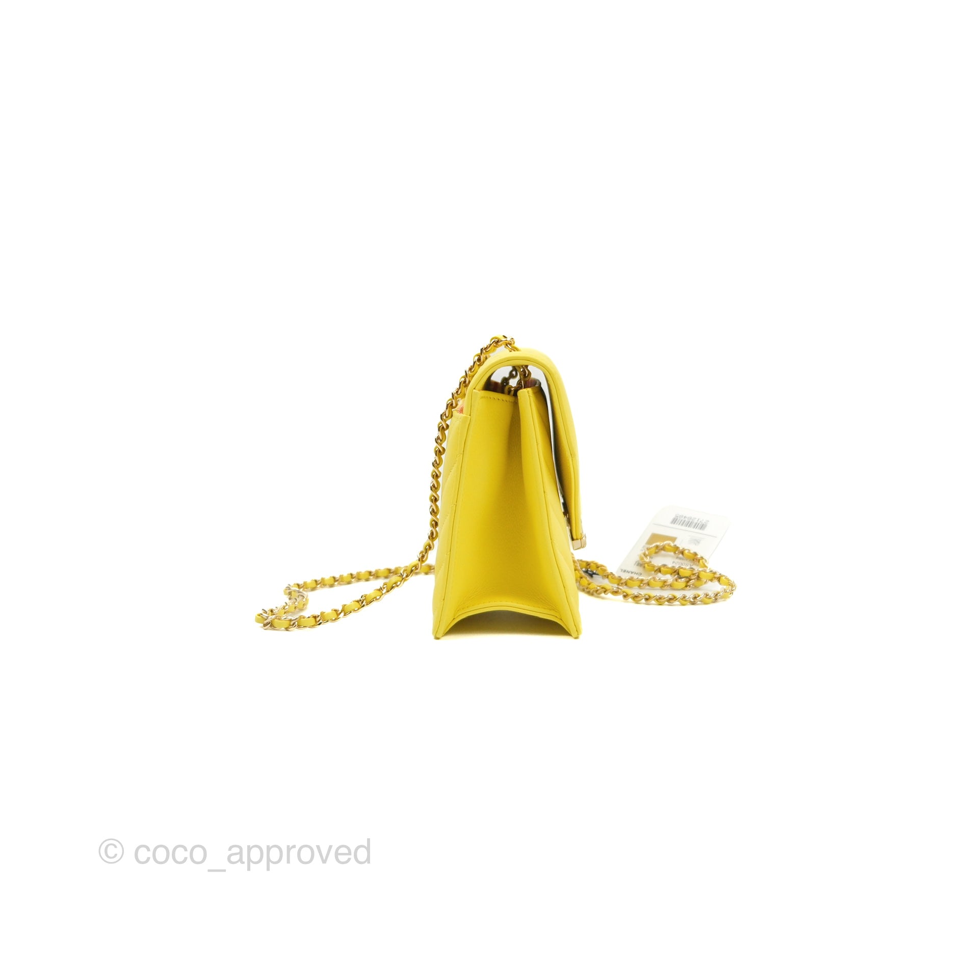 Chanel Chevron Square Envelope Flap Bag in Yellow - 19C Collection | Luxury Crossbody Bag for Women, Perfect for Parties & Evening Events