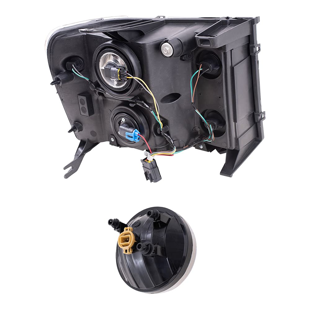 Brock Replacement Headlights & Fog Lights 4-Piece Set - Compatible with 2007-2013 GMC Sierra 1500 & 2007-2014 Sierra 2500/3500 - Driver & Passenger Side - Durable LED Lighting for Off-Road, Night Driving & Enhanced Visibility