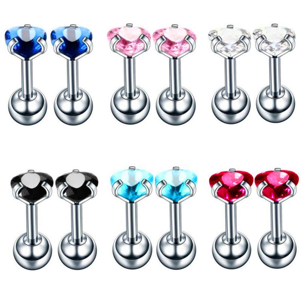 SummShine 16G Stainless Steel 4mm Cubic Zirconia Barbell Earrings - Cartilage Helix Bar Stud Earrings for Women - Perfect for Everyday Wear, Parties & Gifts