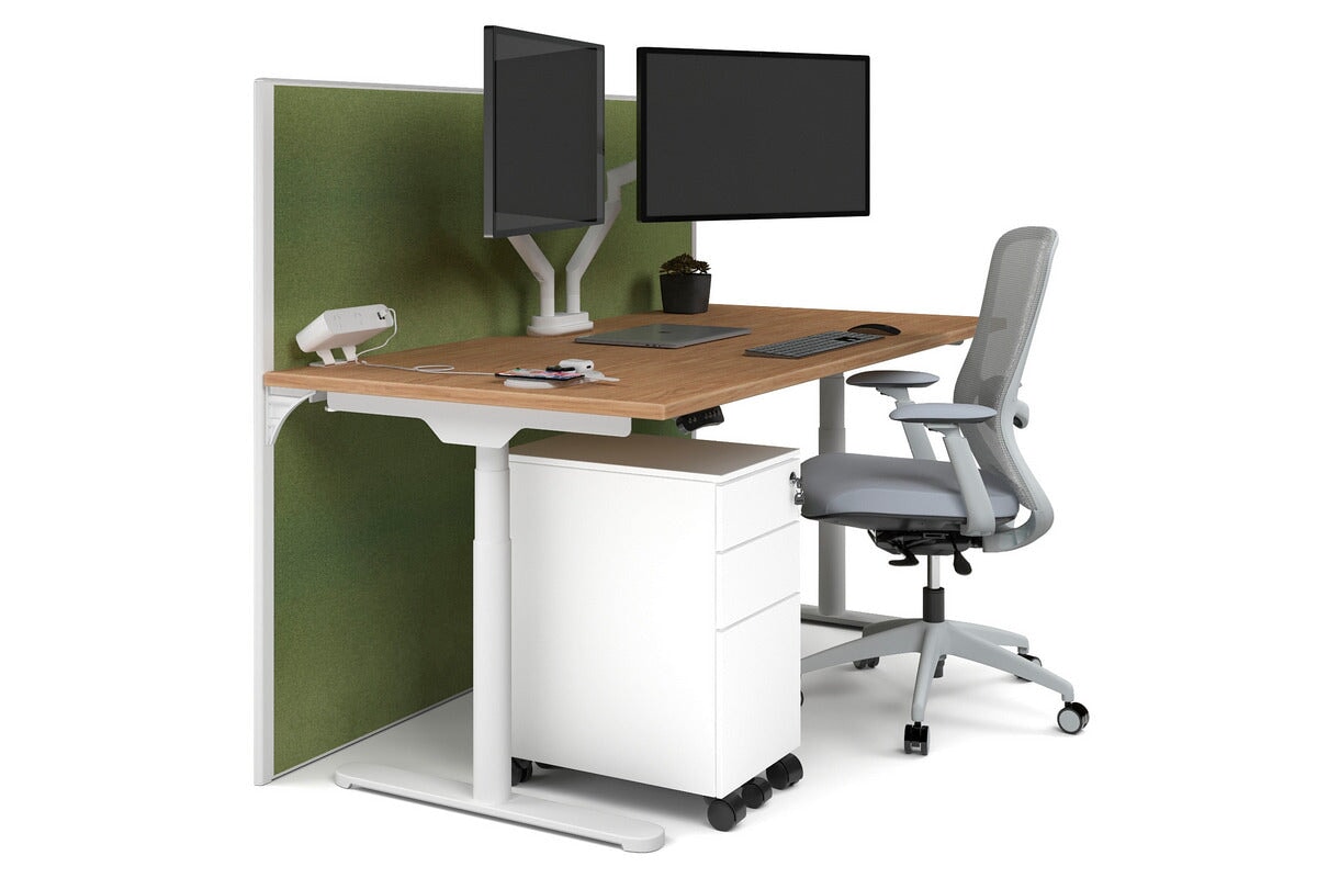 Flexi Premium Height Adjustable Single Workstation Desk - 1600L x 800W with Cable Management Scallop | Ergonomic Standing Desk for Home Office & Workspace