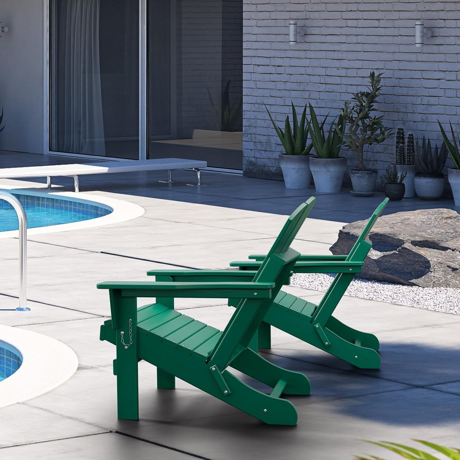 **Resin Teak Folding Adirondack Chair – All-Weather Resistant, Recyclable HDPE Plastic, 21