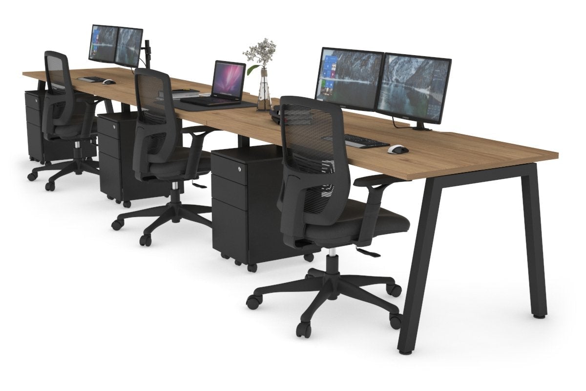 Quadro 3-Person Office Workstation Desk - 1800L x 800W with Cable Management - Perfect for Collaborative Workspaces & Open Office Environments