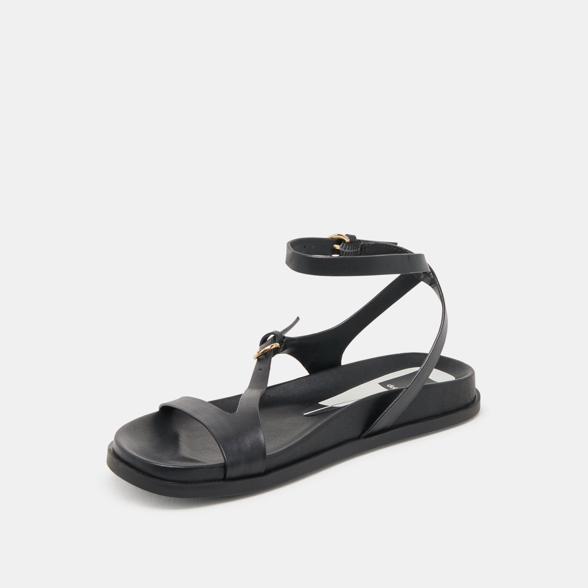 DARLIS Women's Black Leather Sandals - Comfortable & Stylish for Summer, Beach, and Casual Outings