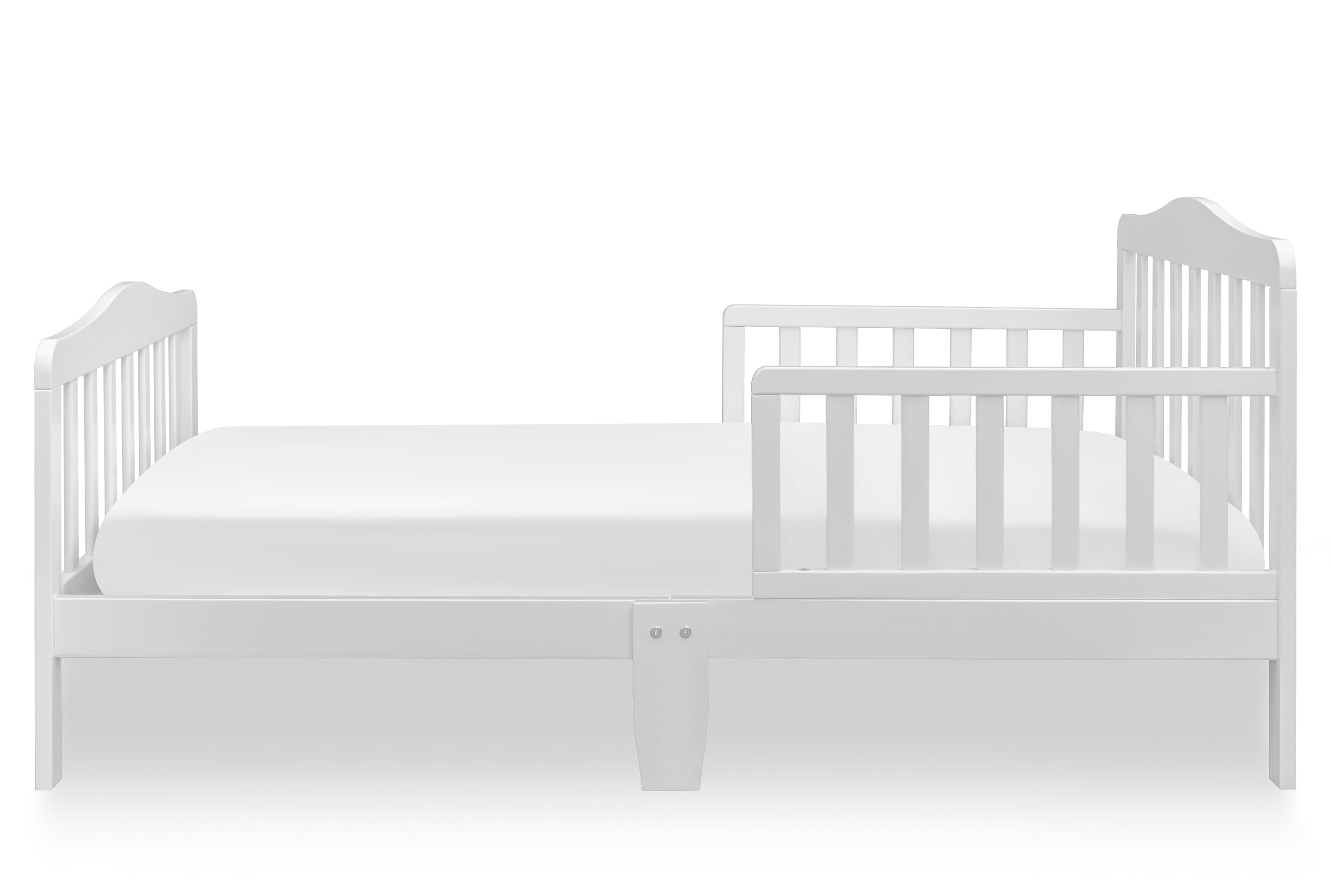 Lennox Toddler Bed for Kids - Florence White Wooden Crib - Safe & Stylish Transition Bed for Boys & Girls - Perfect for Nursery, Daycare & First Big Kid Bed
