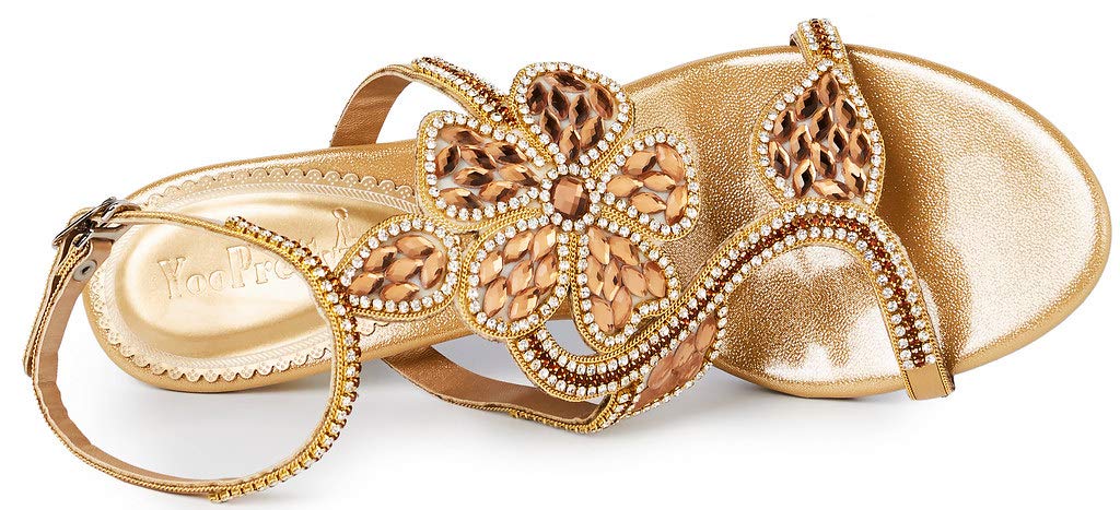 YooPrettyz Women's Rhinestone High Heel Sandals - Elegant Flower Evening Heels for Parties, Weddings & Special Occasions | Comfortable Dressy Shoes for Women