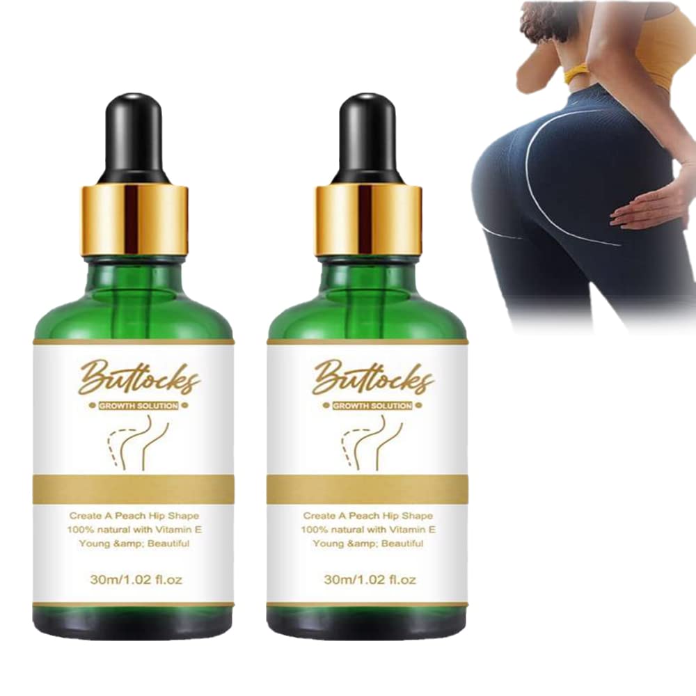 BootyPeachy Hip Lifting & Firming Massage Oil for Women - Natural Butt Enhancement Essential Oil, Skin Tightening & Toning Treatment - Perfect for Post-Workout Recovery & Body Contouring (2-Pack)