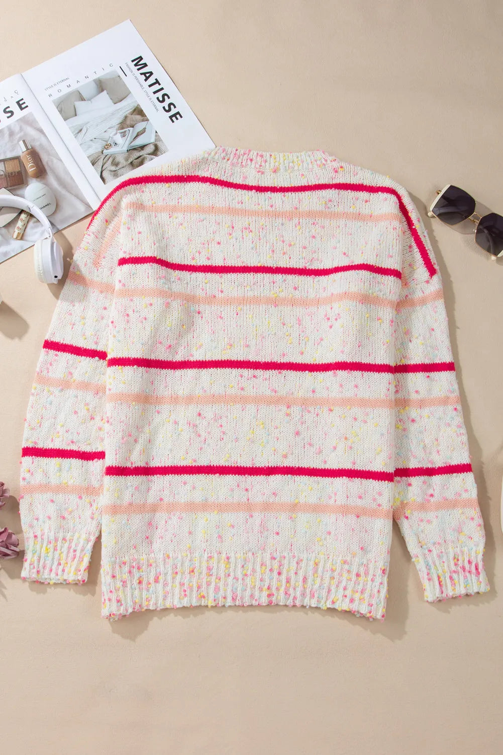 Plus Size Striped Round Neck Sweater for Women - Soft & Comfortable Knit Pullover - Casual Fall & Winter Fashion - Perfect for Office, Dates & Holiday Gatherings