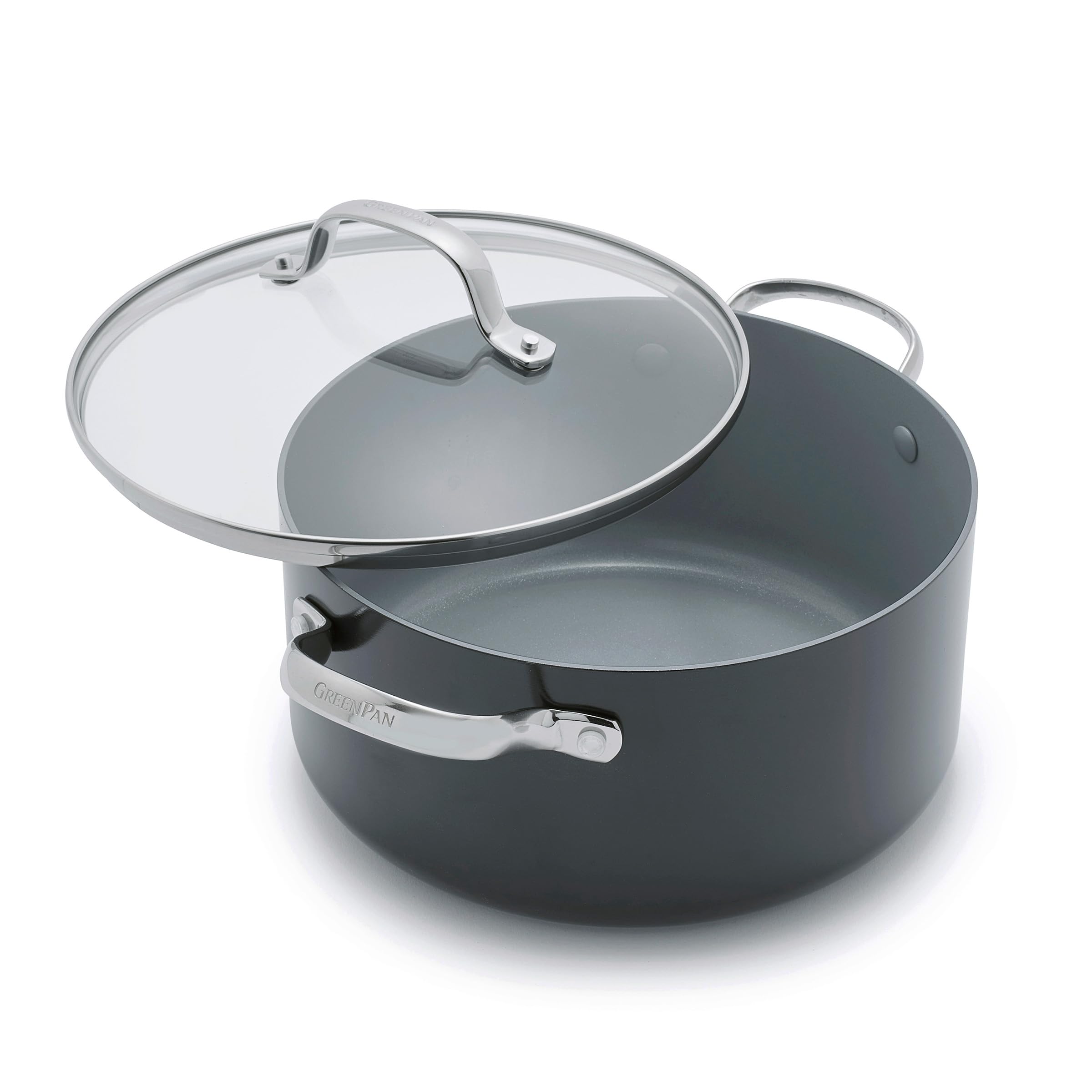 GreenPan Valencia Pro Hard Anodized Healthy Ceramic Nonstick 5QT Stock Pot with Lid - PFAS-Free, Induction Compatible, Dishwasher & Oven Safe (Gray) - Perfect for Soups, Stews, Pasta & Family Cooking