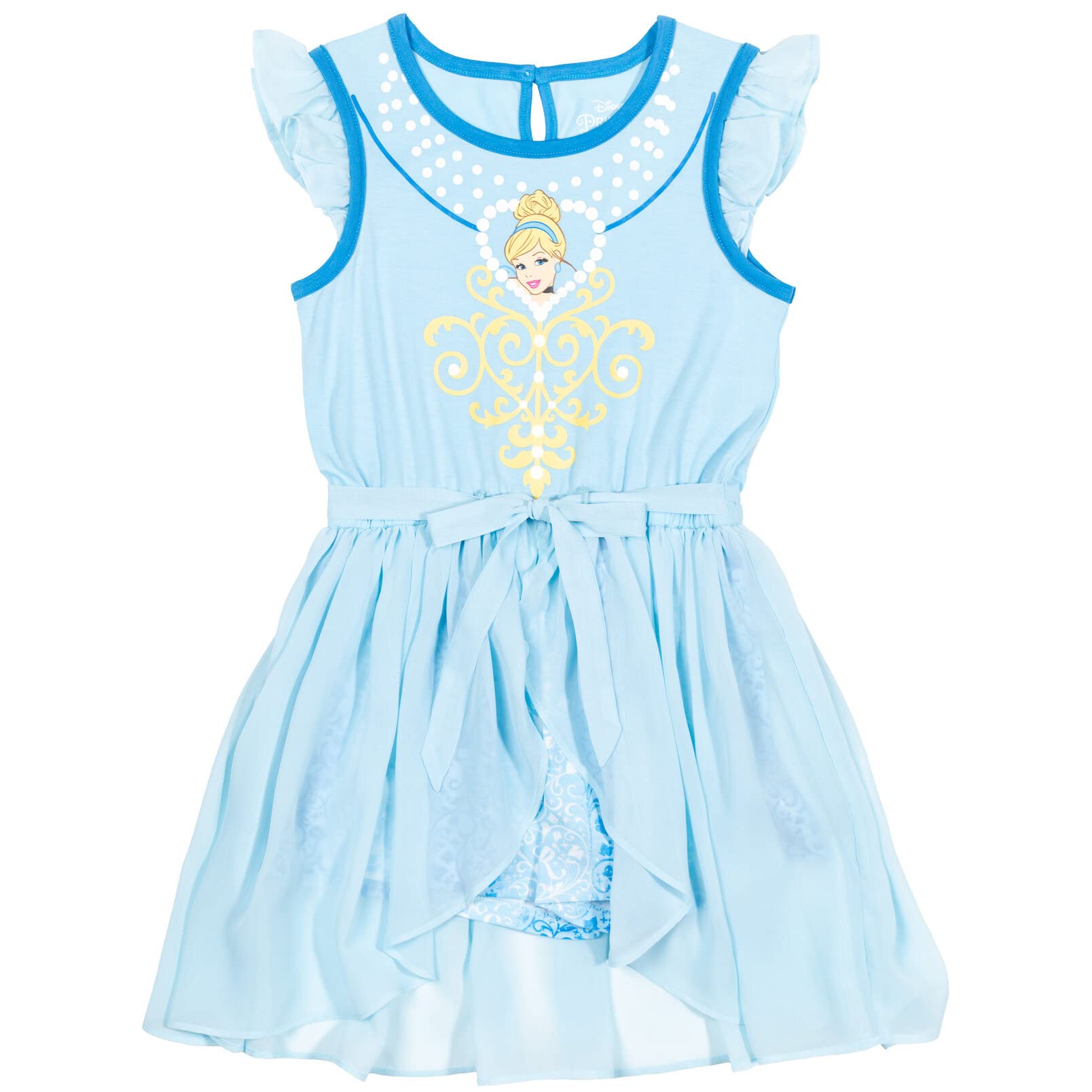 Disney Princess Girls Romper with Skirt Overlay - Cute Toddler to Big Kid Outfit for Birthday, Party & Dress Up Play