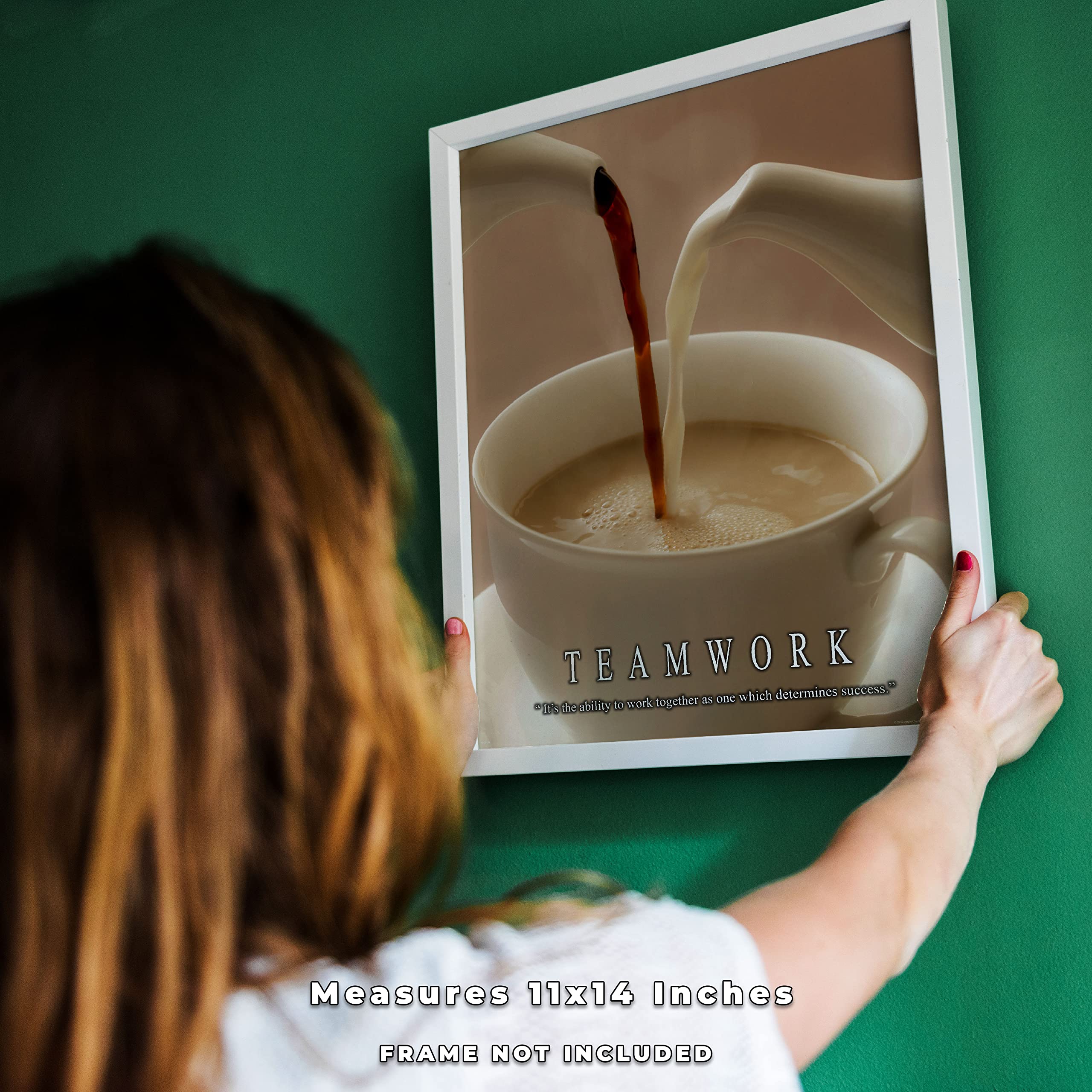 11x14 Coffee Motivational Poster Art Print - Grinder, Beans & Espresso Pot Wall Decor for Home, Office & Café - Perfect Coffee Lover Gift & Kitchen Decor