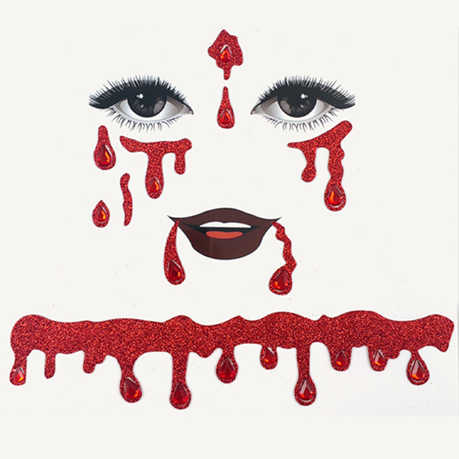 Vampire Costume Face Jewels & Tattoo Stickers - Halloween Vampire Accessories for Women, Gothic Makeup Gems - Perfect for Halloween Parties, Cosplay & Themed Events