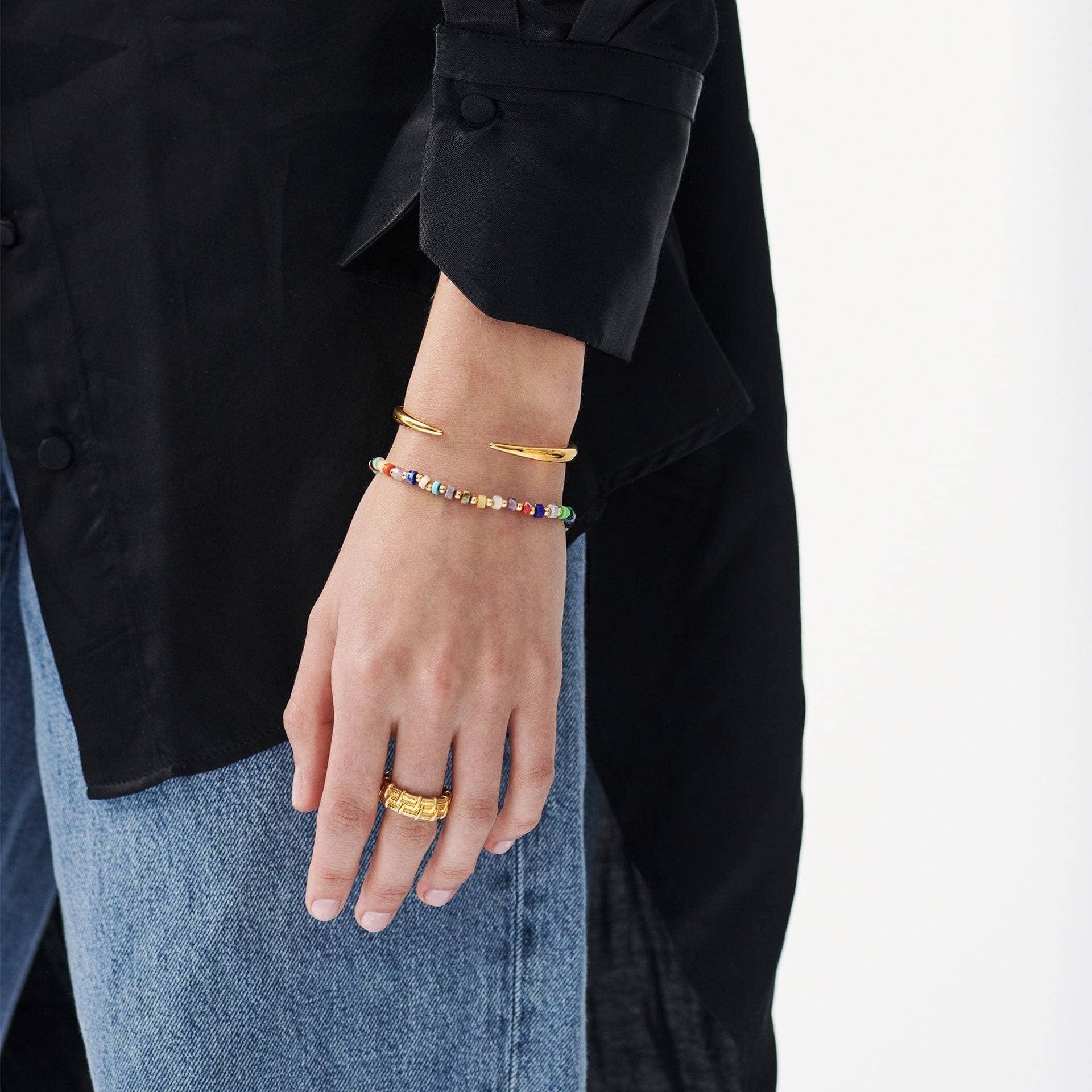 18k Gold Plated Beaded Bracelet for Women - Elegant Multi Beaded Handmade Jewelry for Casual Wear, Parties & Gifts