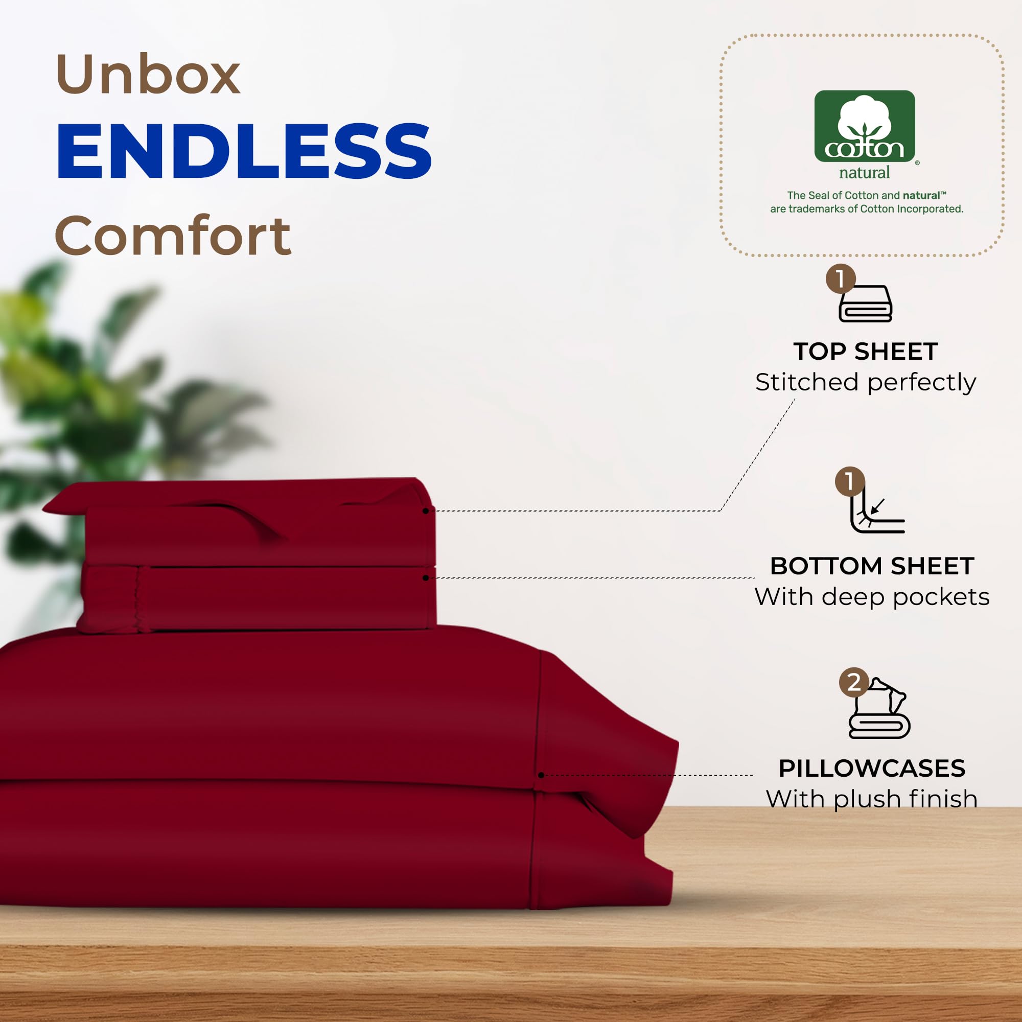 Premium 600 Thread Count 100% Egyptian Cotton Full Size Sheet Set - 4 PC Luxury Sateen Weave Cooling Bed Sheets with 16
