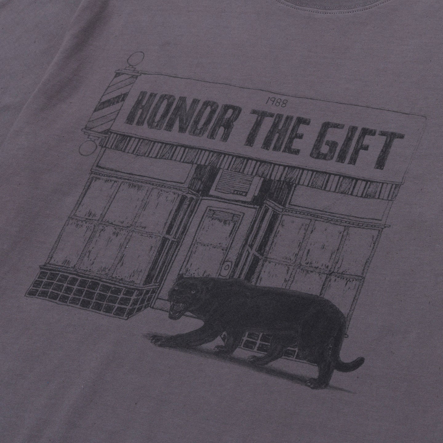 Honor The Gift Barbershop T-Shirt - Grey Cotton Tee for Men - Perfect for Barber Shops, Salons & Casual Wear