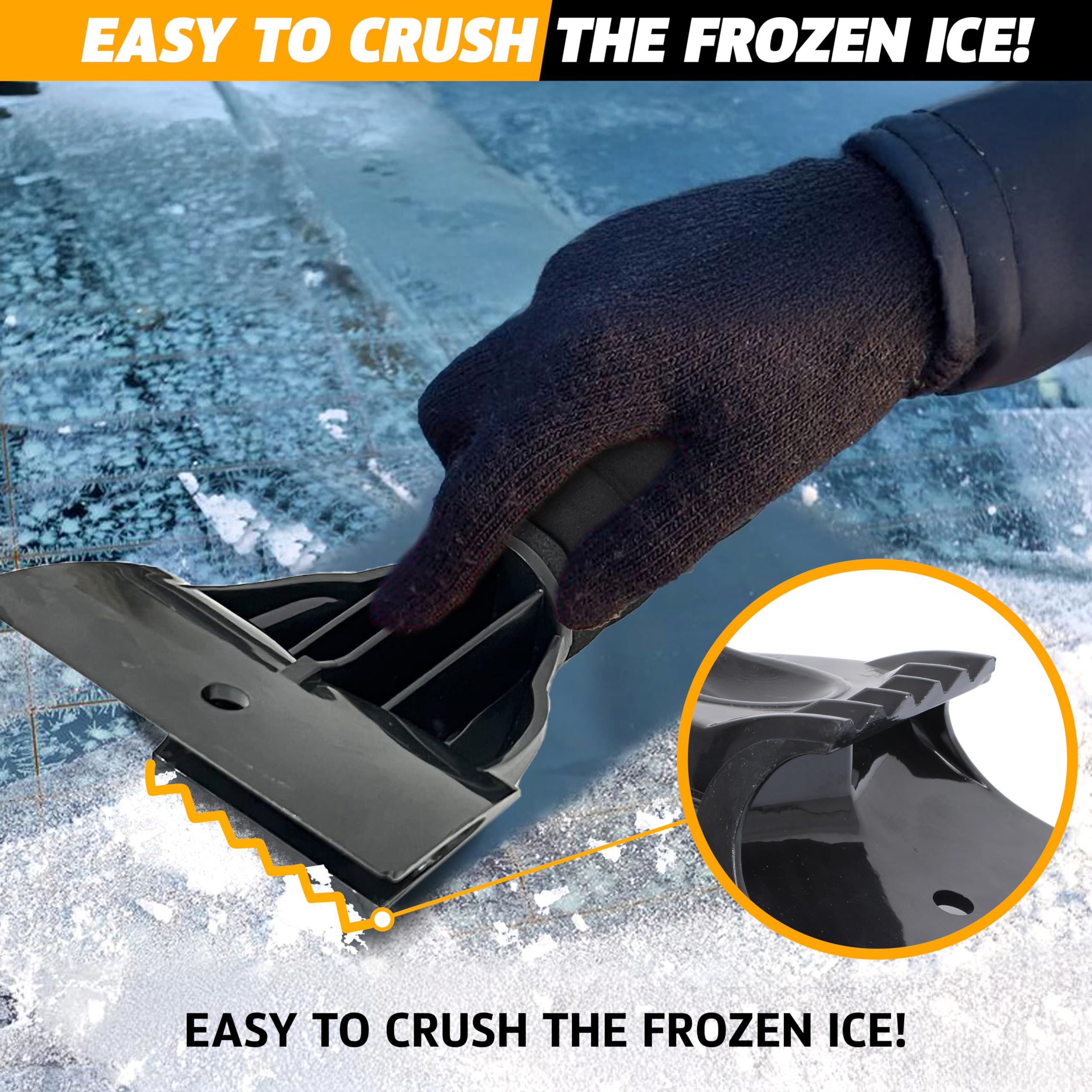 EcoNour Car Windshield Ice Scraper (1 Pack) - Heavy Duty Snow and Frost Remover for Winter - Essential Car Snow Accessories for Safe Winter Driving & Parking