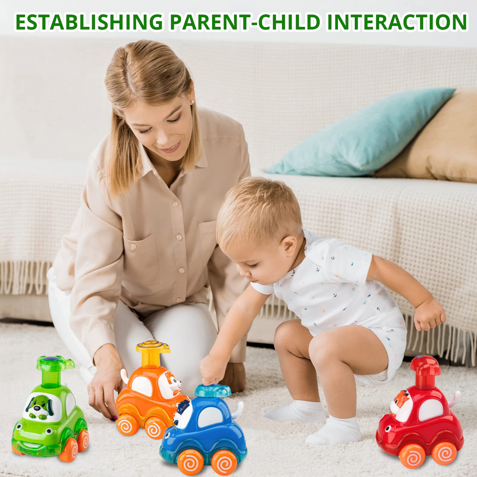 4 PCS Inertia Animal Car Toys for Toddlers 1-2 Years Old | Best 1st Birthday Gifts for Boys & Girls | Safe & Durable Baby Toys 12-18 Months | Perfect for Playtime, Learning & Early Childhood Development