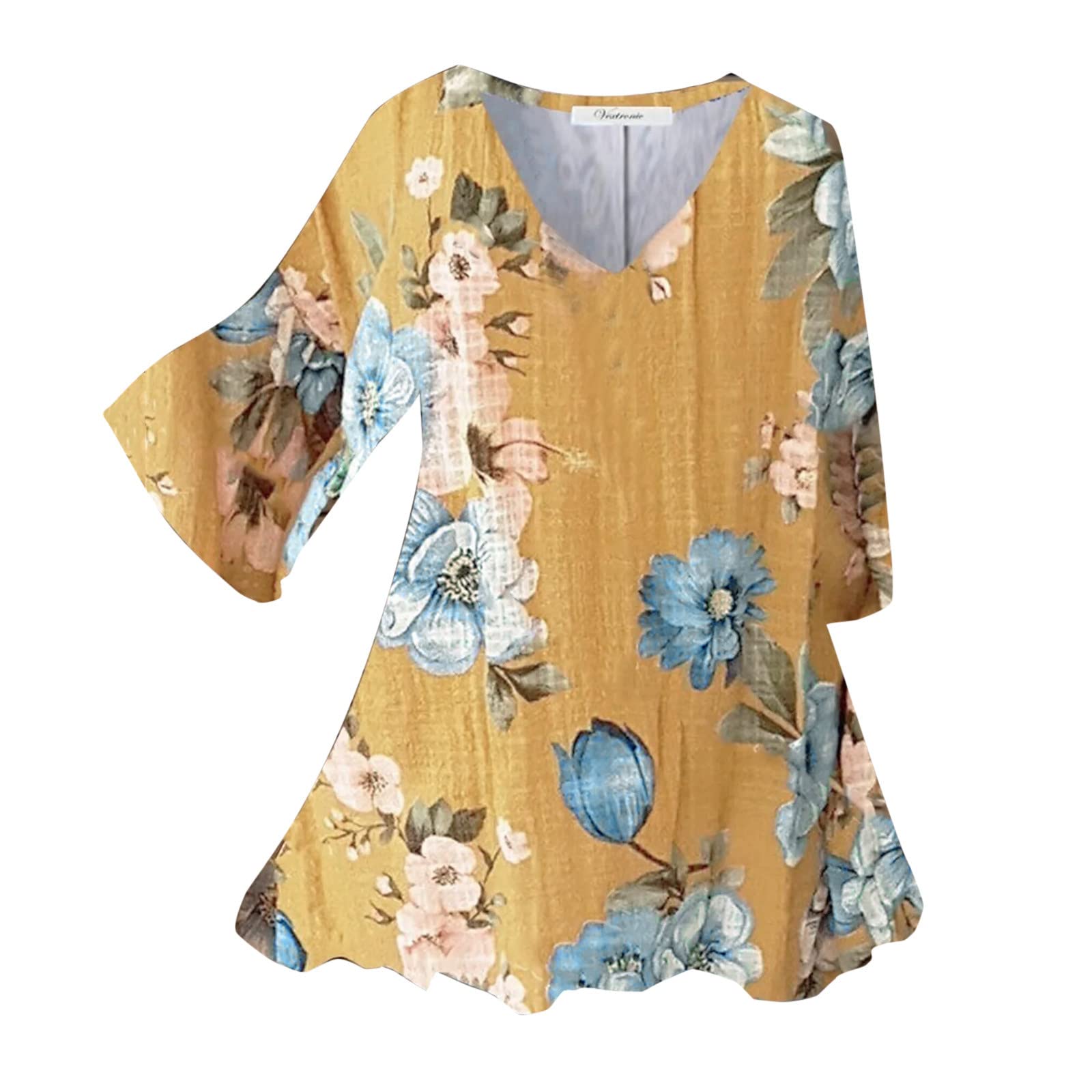 Plus Size Floral Printed V-Neck T-Shirts for Women - Loose Casual Oversized Tops for Fall | Perfect for Everyday Wear, Layering & Comfortable Outfits