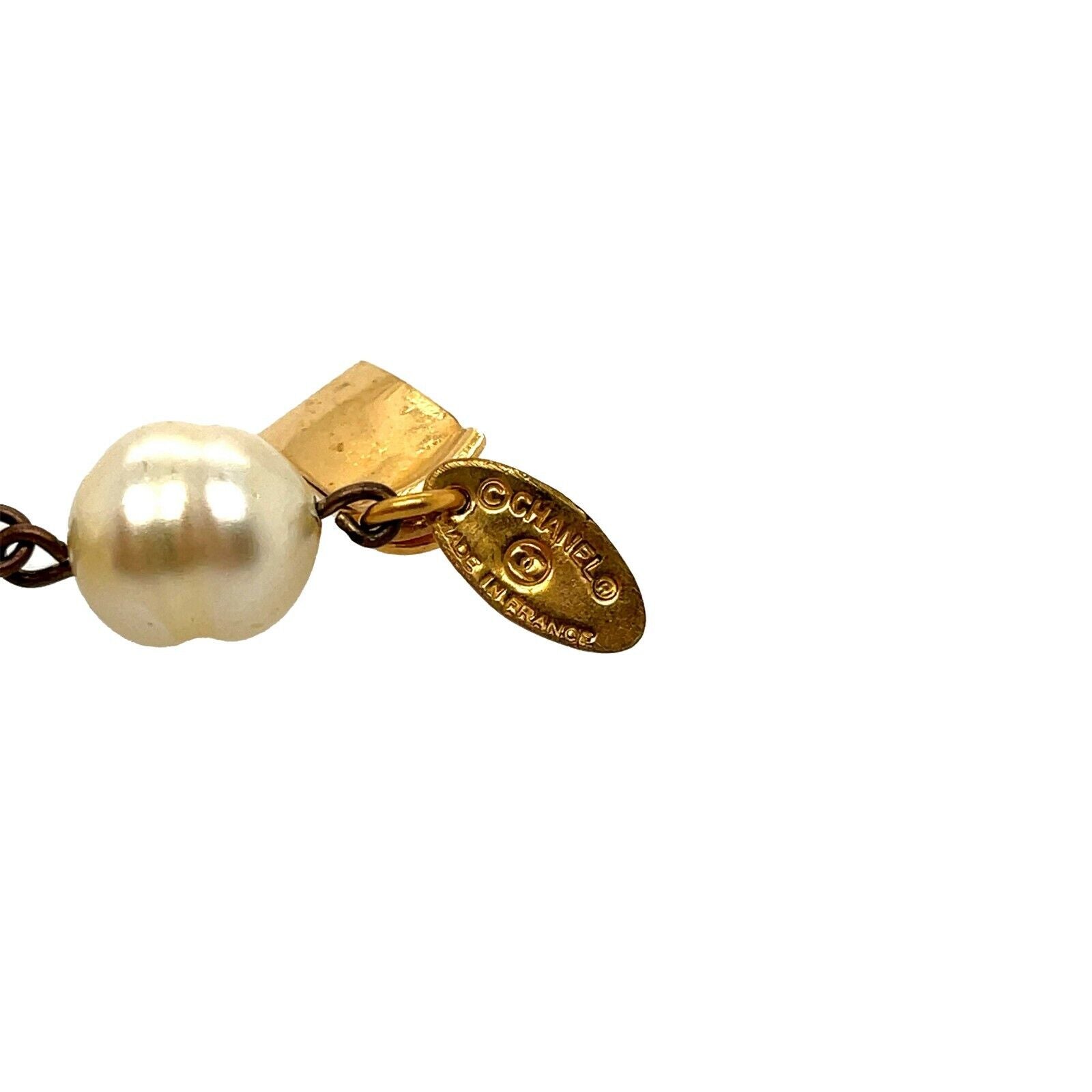 Vintage 80s CHANEL Pearl & Crystal Gold Necklace - Elegant Retro Jewelry for Women, Perfect for Parties, Weddings & Special Occasions