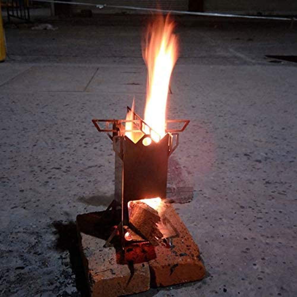 Portable Stainless Steel Wood Burning Camping Stove - Collapsible Outdoor Tent Stove for Backpacking, Hiking & Survival Cooking | Perfect for Campfires, Picnics & Emergency Preparedness
