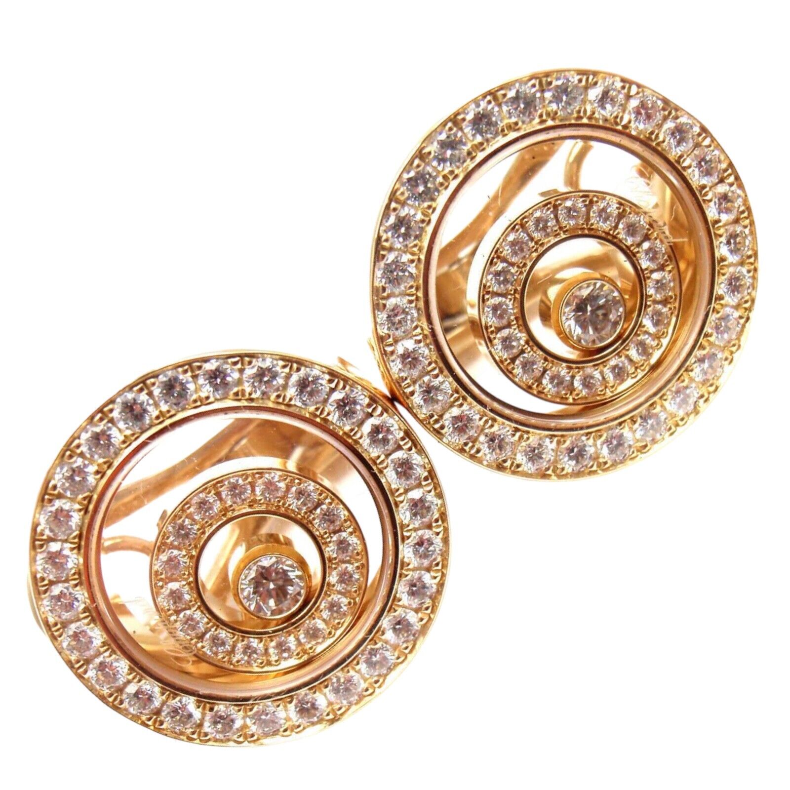Authentic Chopard 18k Yellow Gold Happy Spirit Diamond Earrings for Women - Luxury Gift for Anniversary, Birthday & Special Occasions