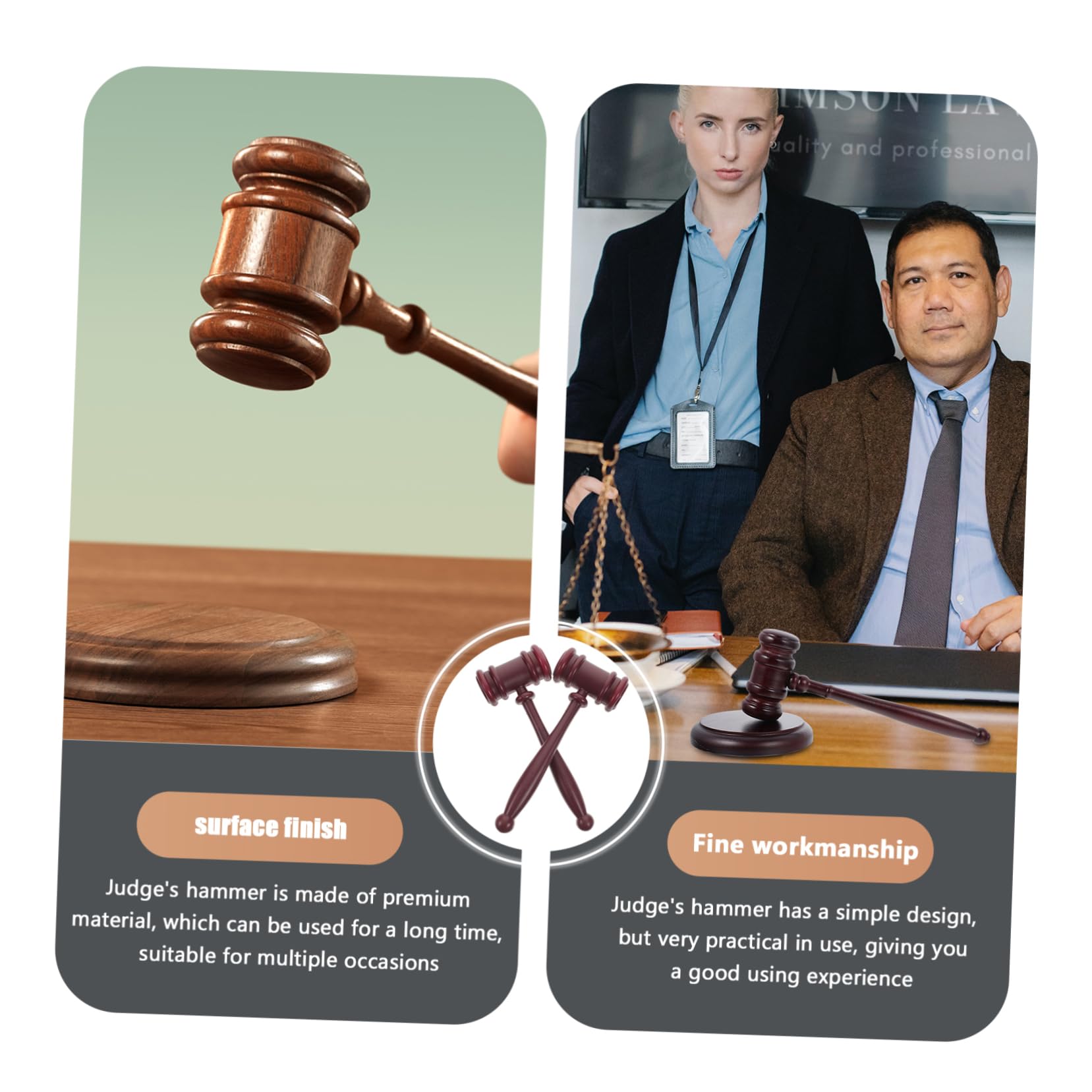 LALADEFIEE 2-Piece Kids Judge Gavel Toy Set - Wooden Mallet for Courtroom Role Play, Auction Games & Pretend Play - Fun Educational Toy for Children's Courtroom Dramas and School Plays