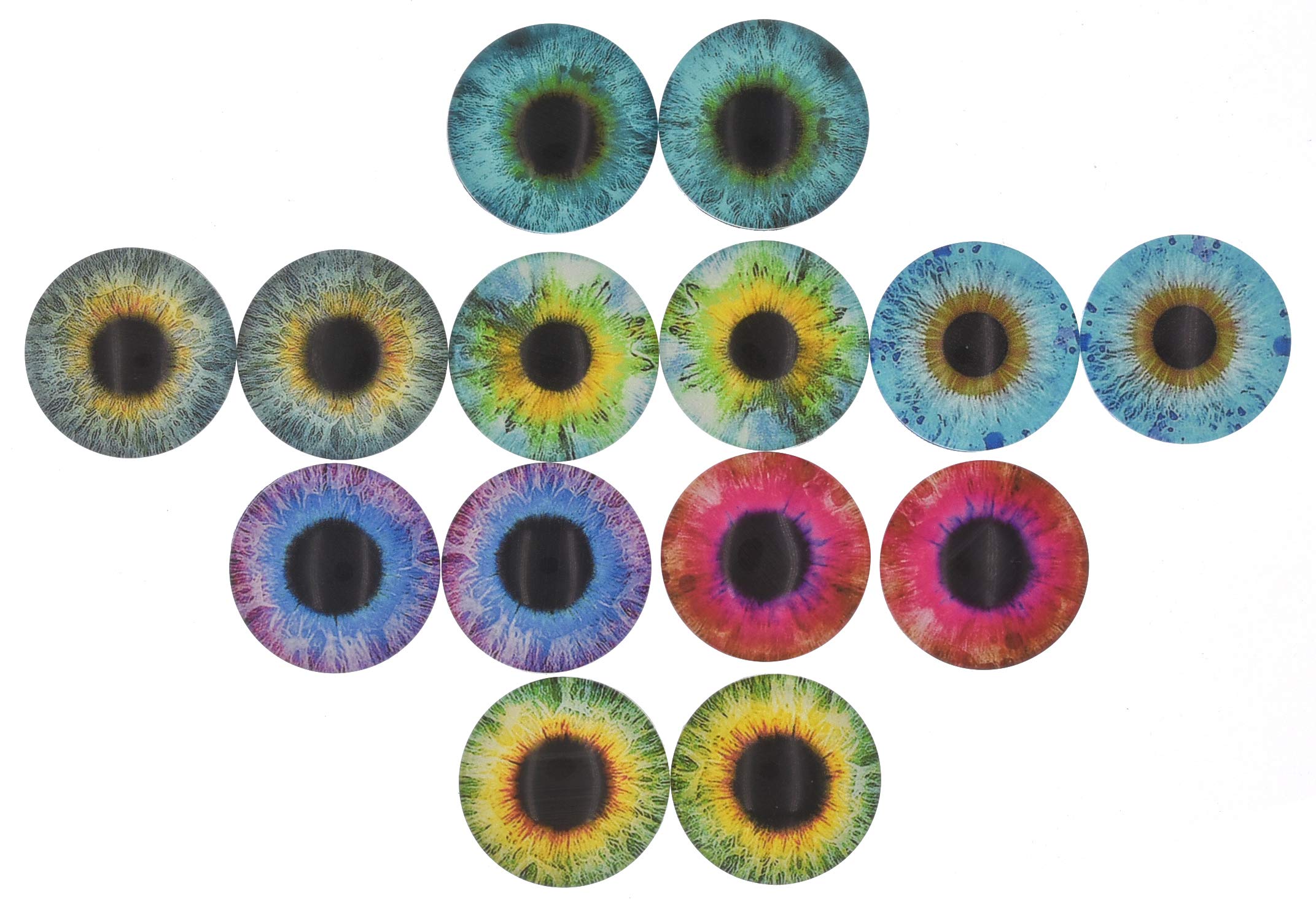 10 Pairs 30mm Glow in The Dark Glass Round Pupil Eyes - Flatback Dome Glass Cabochons for DIY Crafts, Polymer Clay Eyes, Jewelry Making & Resin Art Projects - Perfect for Halloween Decorations, Cosplay Accessories & Doll Making
