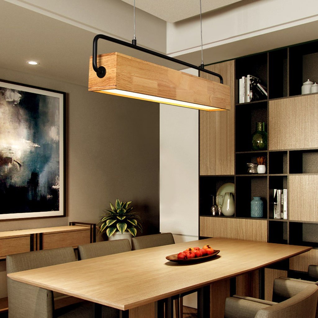 Handmade Wooden LED Pendant Lamp - Indoor Hanging Light for Dining Table & Living Room - 78cm Trumpet Design - Warm White Illumination for Home Decor & Cozy Ambiance