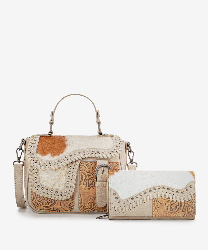 Trinity Ranch Genuine Hair-On Cowhide Crossbody Saddle Purse - Western Style Leather Handbag for Women, Perfect for Rodeo, Country Concerts & Cowgirl Fashion