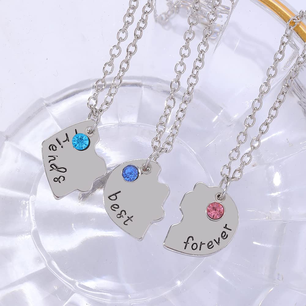 ShiQiao Special BFF Necklace Set for 3 Girls - Best Friend Birthday Gifts for Women - Matching Friendship Jewelry (3 Pieces) - Perfect for Sisterhood, Graduation, and Special Occasions
