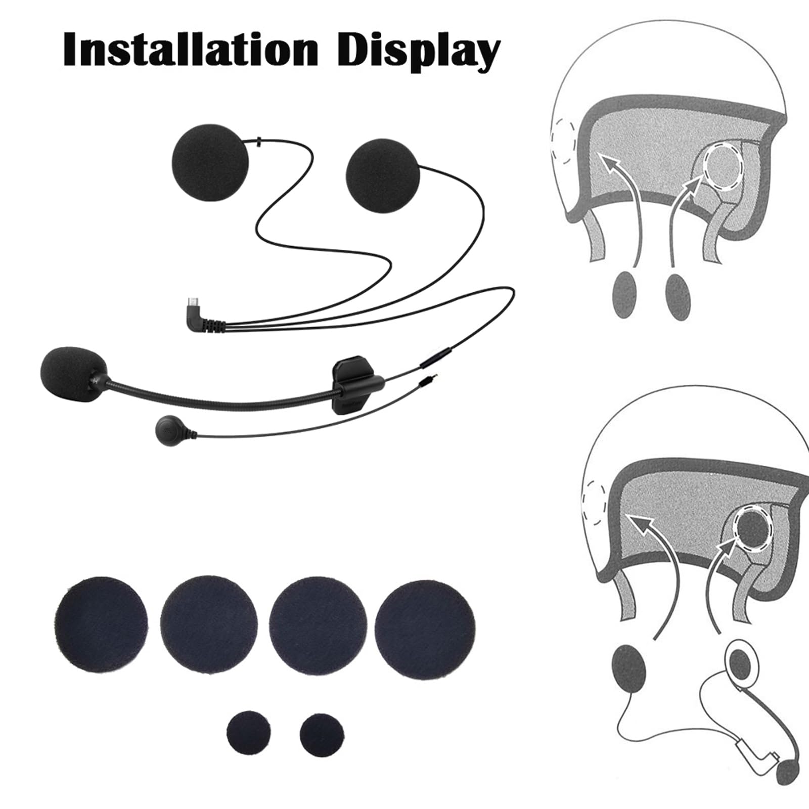 FreedConn Motorcycle Bluetooth Intercom Headset with Microphone - Compatible with TCOM VB & TCOM SC TMAX Helmets, 0.5m Micro USB 5-Pin Interface - Perfect for Group Riding, GPS Navigation & Hands-Free Communication