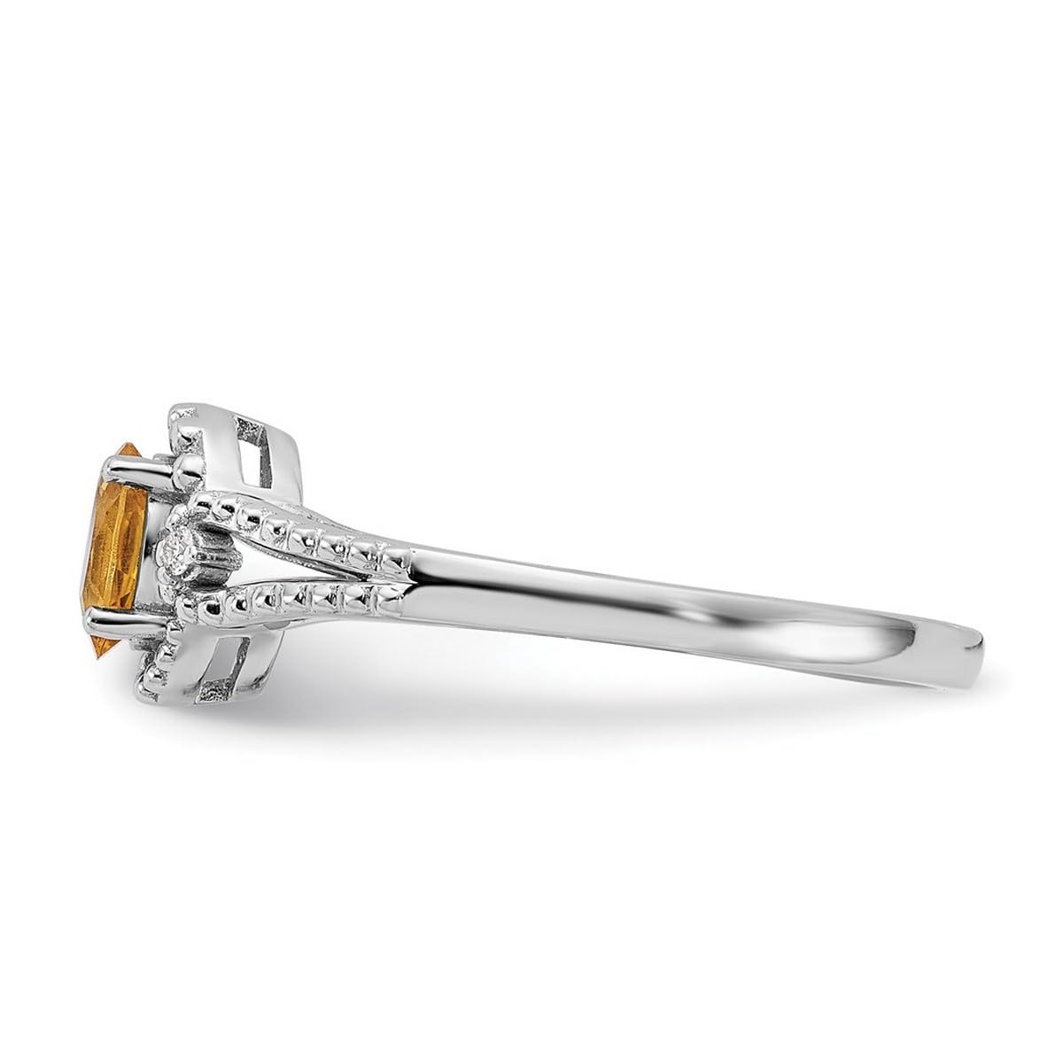 925 Sterling Silver Polished Citrine & Diamond Ring for Women | Elegant Dainty Jewelry for Engagement, Anniversary & Special Occasions | JewelryWeb