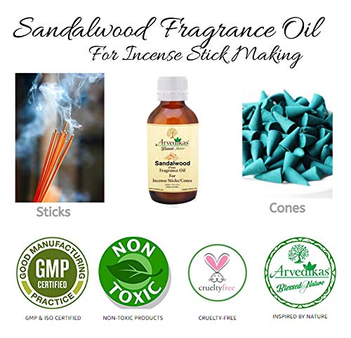 Arvedikas Set of 3 Premium Fragrance Oils (Lily, Nagchampa, Sandalwood) for Making Incense Sticks, Agarbatti & Cones - 100ml Each Bottle - Perfect for Aromatherapy, Meditation & Home Fragrance