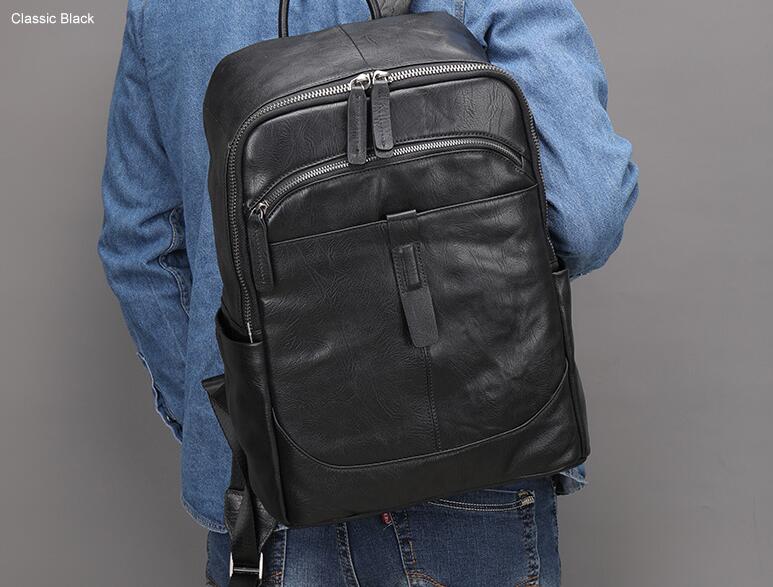Handmade Large Black Leather Backpack for Women - Stylish Travel Laptop Bag, Durable Work Backpack Purse for College, Office & Daily Commute