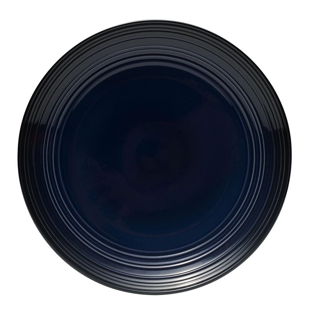 Swirl Black Coupe with Cobalt Ombre Accent 16-Piece Dinnerware Set - Service for 4 - Elegant Tableware for Modern Dining, Dinner Parties & Home Decor