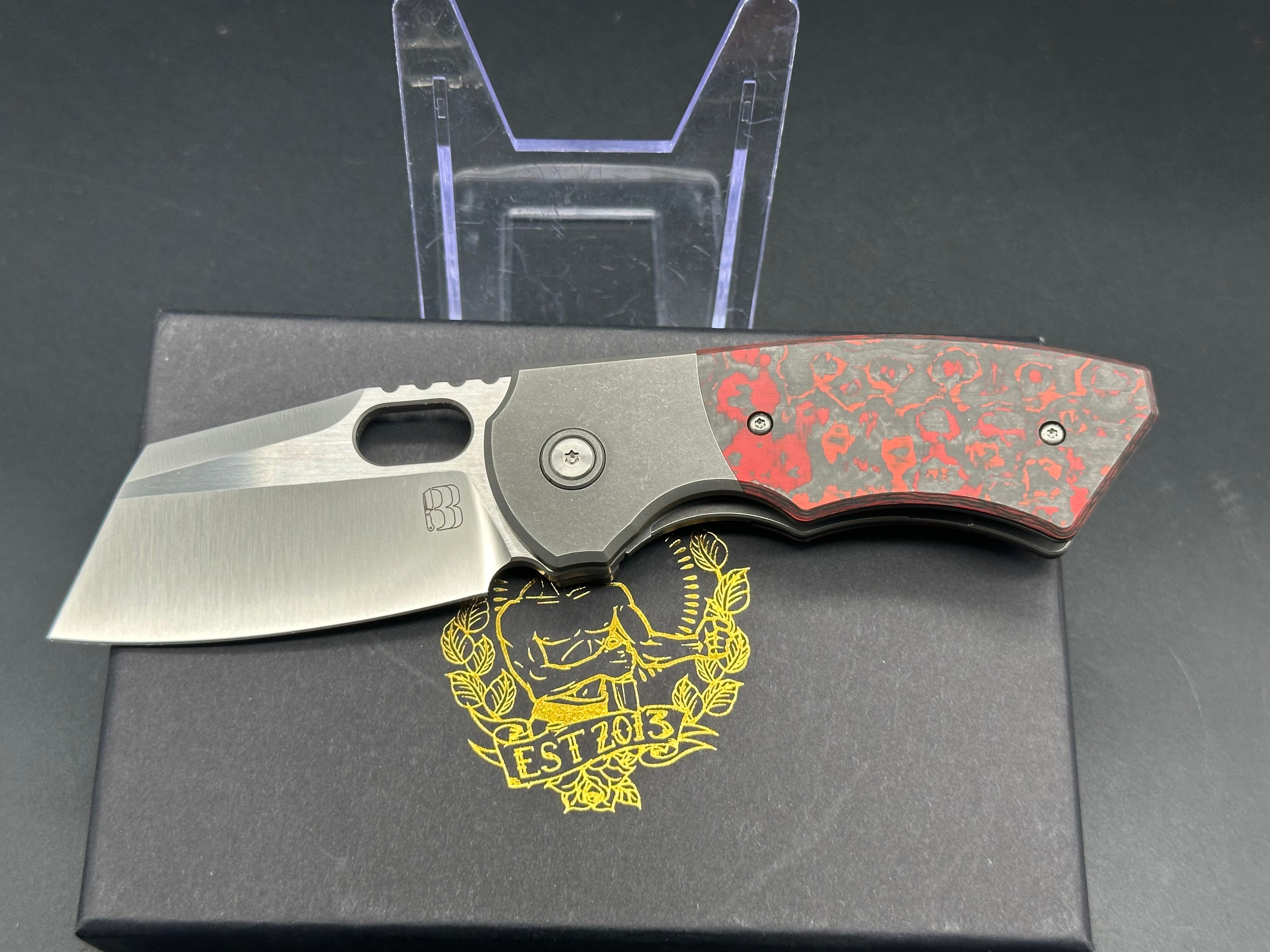 Berg Slim Satin Lava Flow Folding Knife with Premium 20CV Steel Blade - EDC Pocket Knife for Camping, Hiking & Everyday Carry
