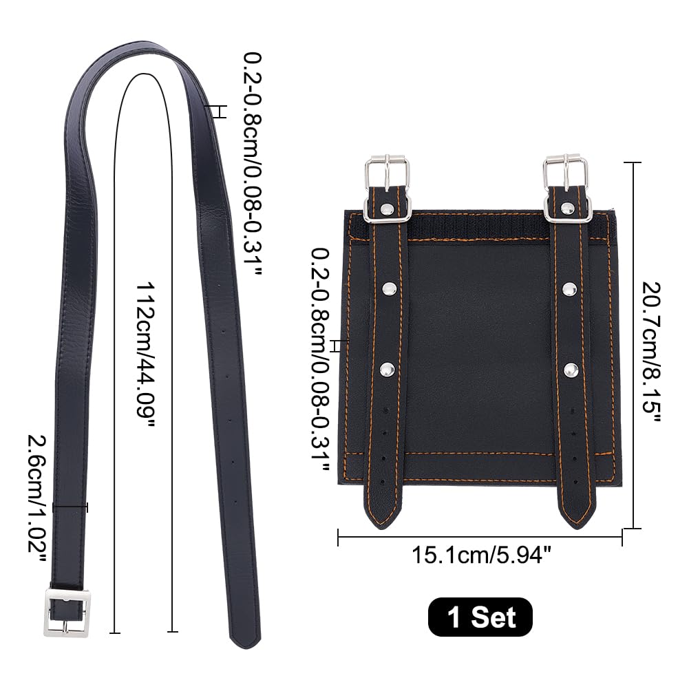 PU Leather Sword Bag with Belt & Scabbard - 44.09×1.02 Inch Medieval Knight Weapon Storage Case for Cosplay, Role Playing & LARP Events - Black